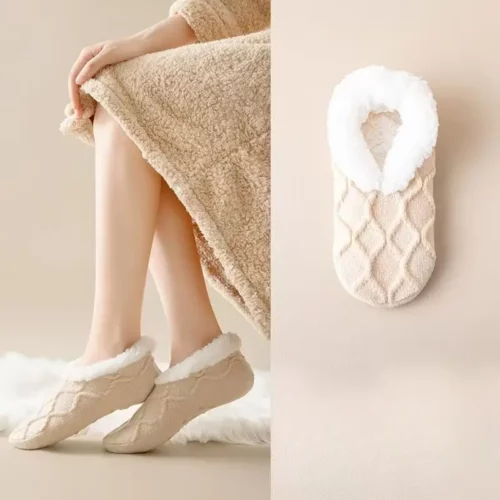 Chaussons chaussettes polaires femme antidérapants – intérieur hiver cocooning