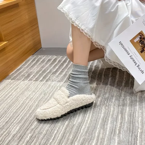 Chaussons femme en fourrure douce – doublure polaire chaude pour l’hiver