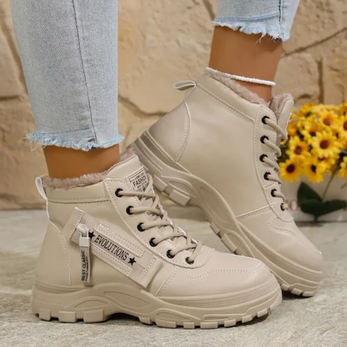 Bottes d'hiver femme montantes avec semelle plateforme antidérapante