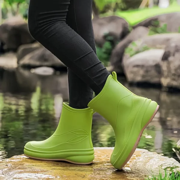 Bottes de pluie femme en caoutchouc avec semelle EVA – style chic à enfiler