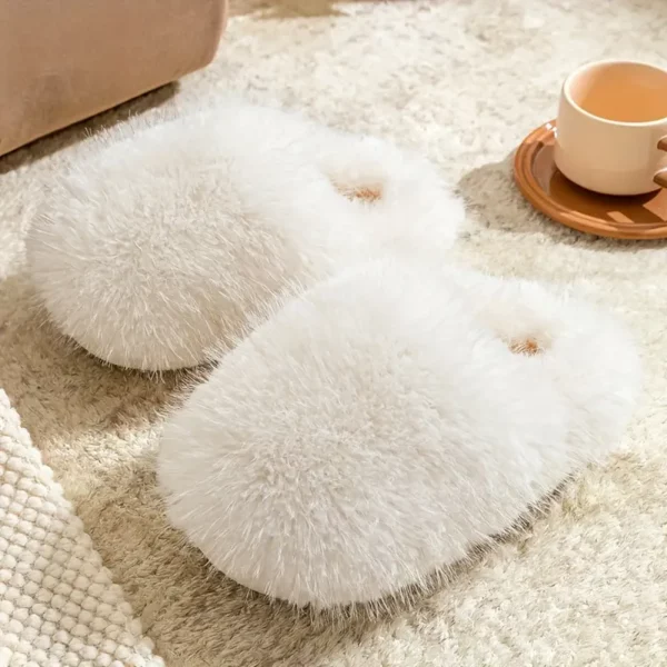 Chaussons femme en fausse fourrure douce – semelle antidérapante, confort hiver