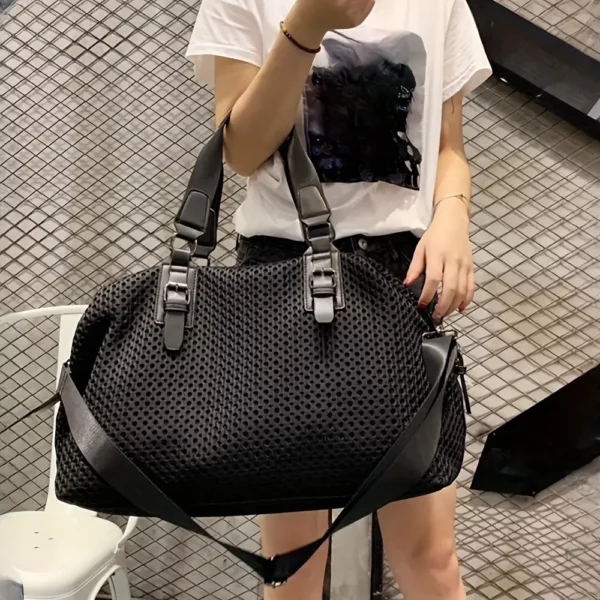 Sac week-end femme Oxford avec bandoulière réglable – style décontracté noir