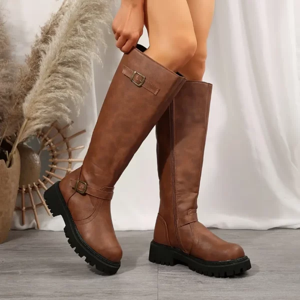 Bottes cavalières femme en cuir vintage – style équestre élégant