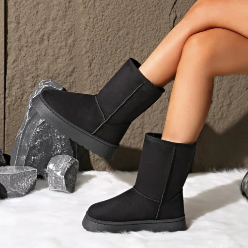 Bottes d'hiver femme doublées chaudes – confort pied, semelle antidérapante
