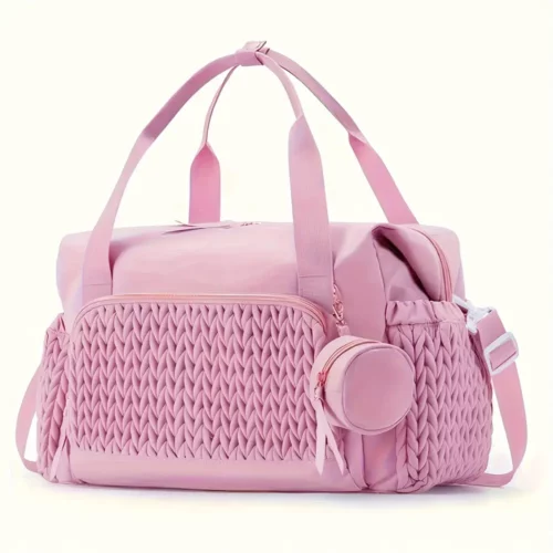 Sac week-end femme en nylon matelassé noir – élégant et lavable en machine