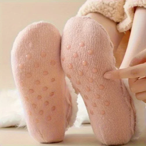Chaussons chaussettes polaires femme antidérapants – intérieur hiver cocooning