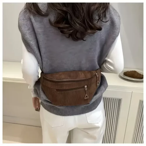 Sac banane femme en velours côtelé – style décontracté avec sangle réglable
