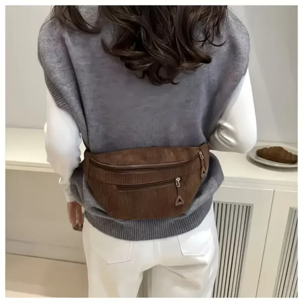 Sac banane femme en velours côtelé – style décontracté avec sangle réglable