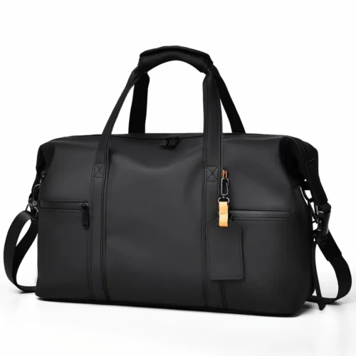 Sac week-end femme en nylon imperméable noir – bandoulière amovible renforcée