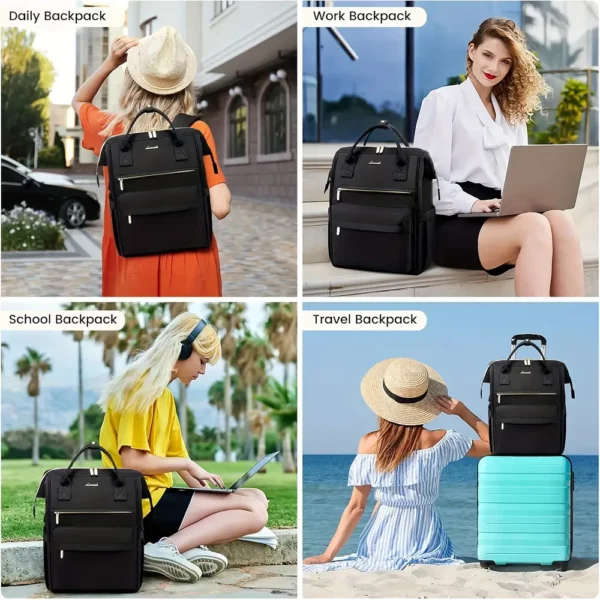 Sac à dos femme pour ordinateur portable – multi-compartiments, usage travail et école
