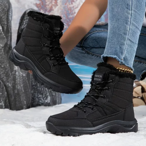 Bottes d’hiver femme fourrées antidérapantes – idéales neige et randonnée