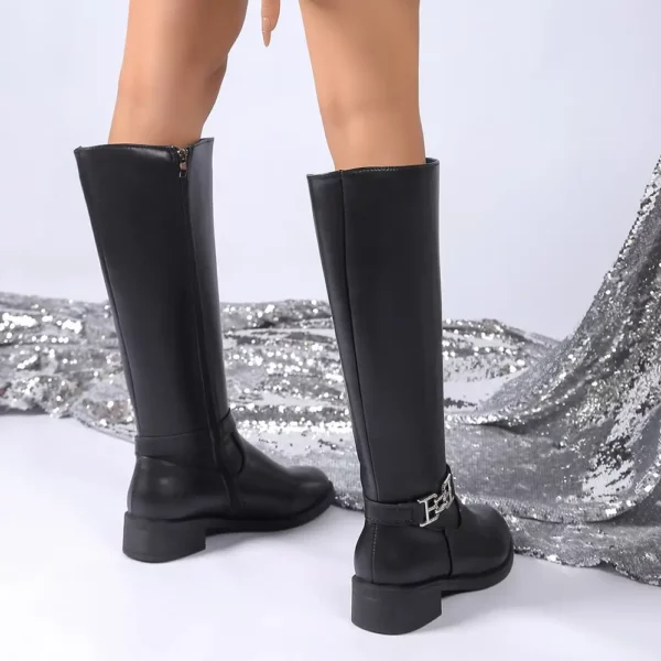 Bottes cavalières femme en cuir – talon moyen, style élégant et intemporel