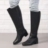 Bottes cavalières femme en cuir – style mi-mollet élégant et tendance