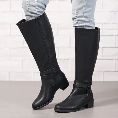 Bottes cavalières femme en cuir – style mi-mollet élégant et tendance