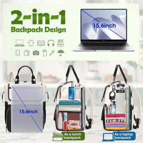 Sac à dos ordinateur avec compartiment repas isolé – polyvalent travail et voyage