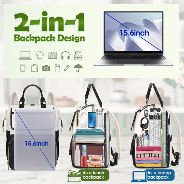Sac à dos ordinateur avec compartiment repas isolé – polyvalent travail et voyage
