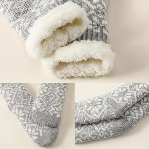 Chaussons chaussettes polaires femme antidérapants hiver – confort intérieur cosy