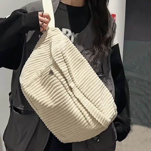 Sac banane femme en velours côtelé – bandoulière tendance grande capacité