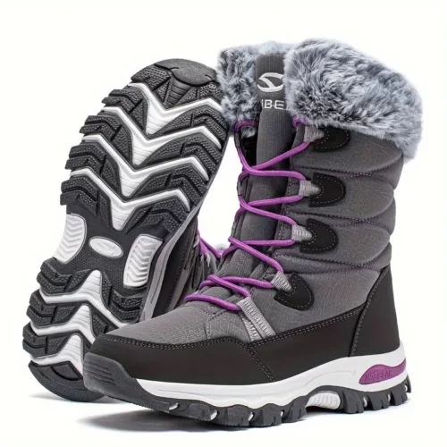 Bottes d'hiver femme imperméables et chaudes doublure fourrure semelle antidérapante