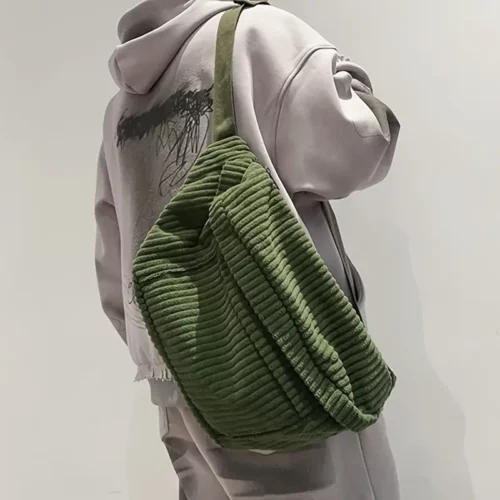 Sac banane femme en velours côtelé – bandoulière tendance grande capacité