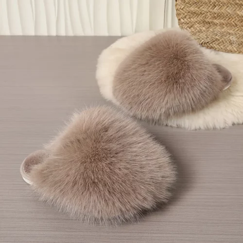 Chaussons femme en fausse fourrure douce – pantoufles d'intérieur confortables