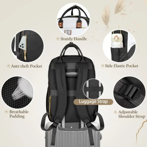 Sac à dos femme élégant pour ordinateur – compartiments multiples et léger