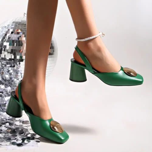Escarpins femme à petit talon confortable – effet satin brillant pour mariage