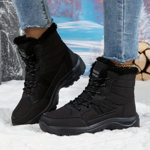 Bottes d’hiver femme fourrées antidérapantes – idéales neige et randonnée