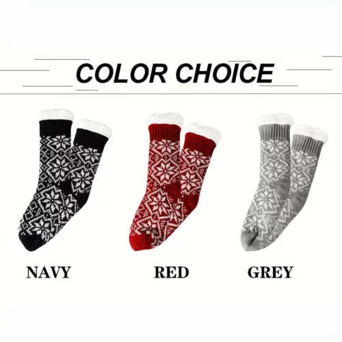 Chaussons chaussettes polaires femme antidérapants hiver – confort intérieur cosy
