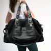 Sac week-end femme en nylon imperméable – bandoulière ajustable et poche avant