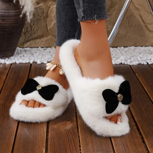 Chaussons femme en fausse fourrure – intérieur chaud et semelle antidérapante