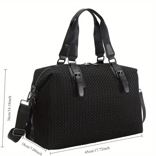 Sac week-end femme Oxford avec bandoulière réglable – style décontracté noir