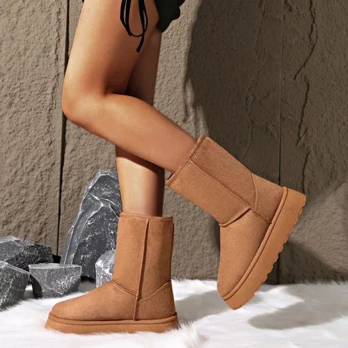 Bottes d'hiver femme doublées chaudes – confort pied, semelle antidérapante