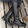 Bottes cavalières femme en cuir noir – style équestre avec fermeture latérale