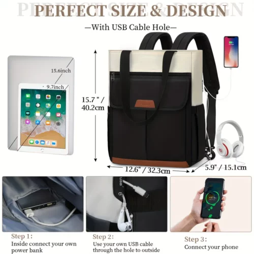 Sac à dos ordinateur femme convertible élégant – compartiment rembourré sécurisé