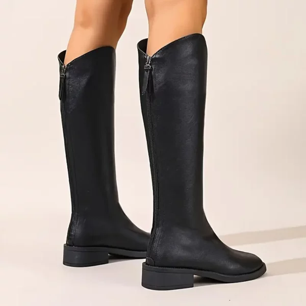 Bottes cavalières femme en cuir lisse – style anglais, tige haute élastiquée