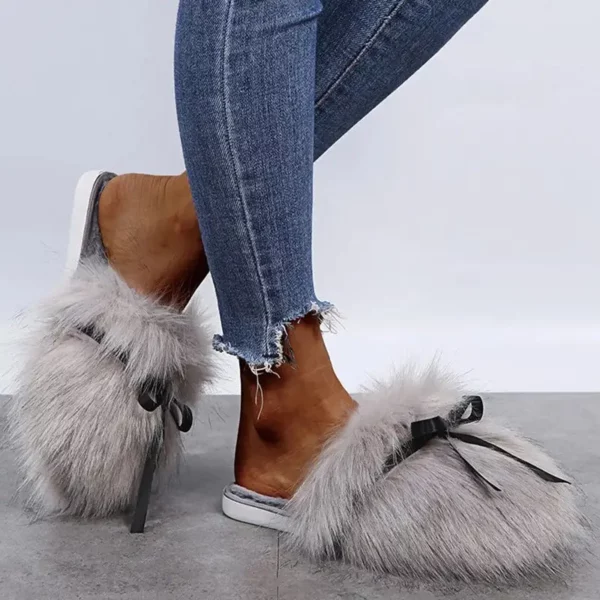 Chaussons femme en fausse fourrure hiver – intérieur chaud et semelle antidérapante