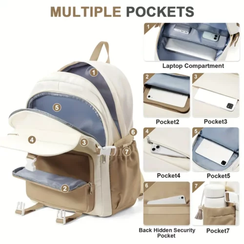Sac à dos nylon léger femme – design élégant, multi-compartiments, usage quotidien