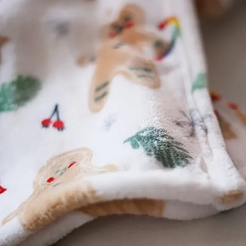 Plaid de Noël en flanelle douce – motif pain d'épice chaleureux et festif