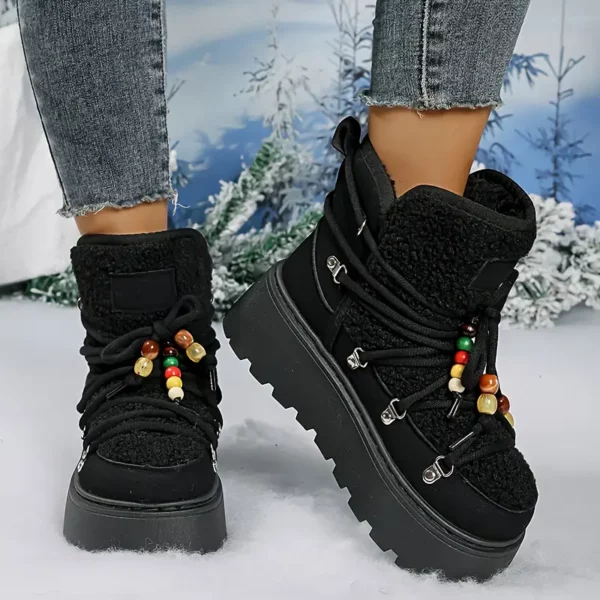 Bottes d’hiver femme mi-mollet à enfiler avec fausse fourrure et semelle antidérapante