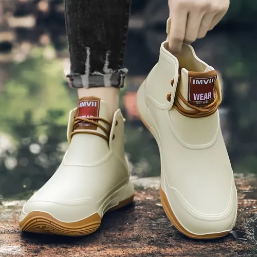 Bottines de pluie femme en PVC antidérapantes – Semelle épaisse et style chic