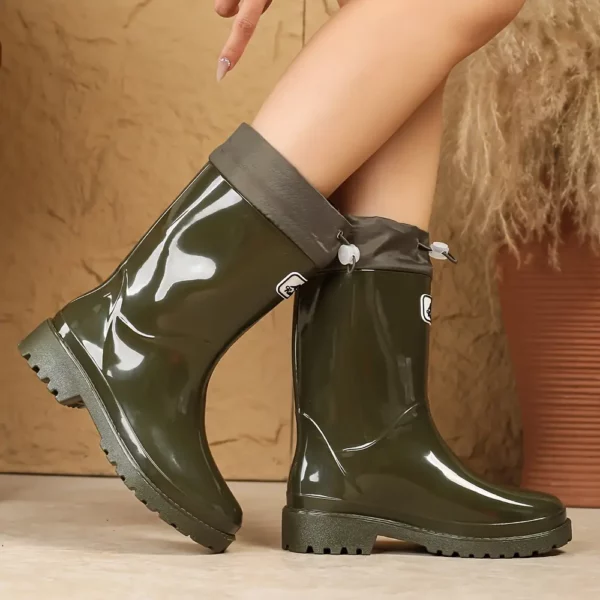 Bottes de pluie femme mi-mollet en PVC antidérapantes au design chic durable