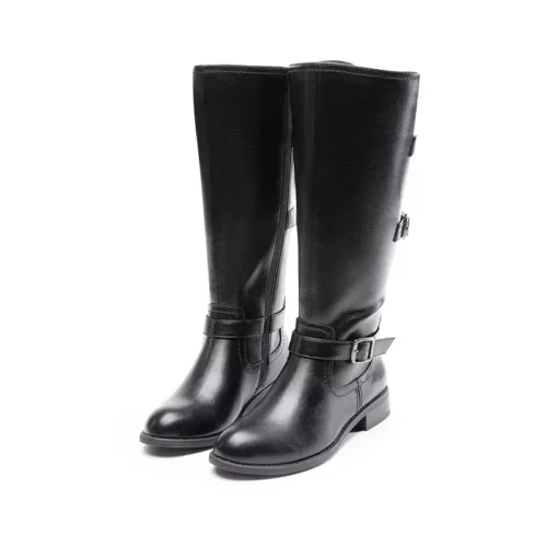 Bottes femme à talon bas avec zip latéral – style équestre rétro dépliable
