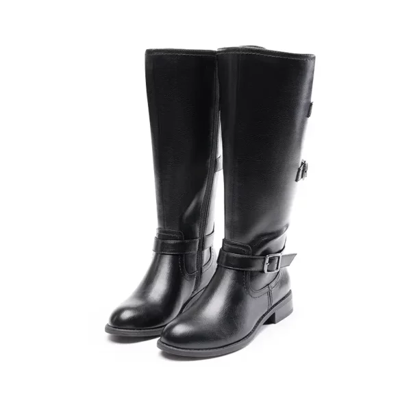 Bottes femme à talon bas avec zip latéral – style équestre rétro dépliable