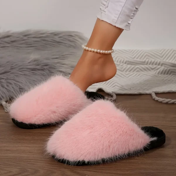 Chaussons femme en fausse fourrure épaisse – confort moelleux d'intérieur