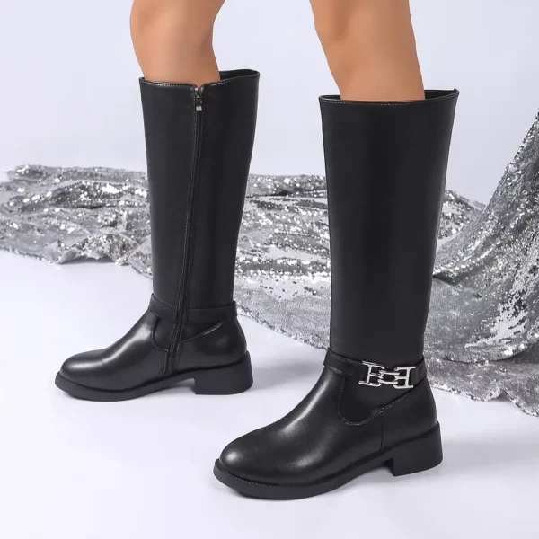 Bottes cavalières femme en cuir – talon moyen, style élégant et intemporel
