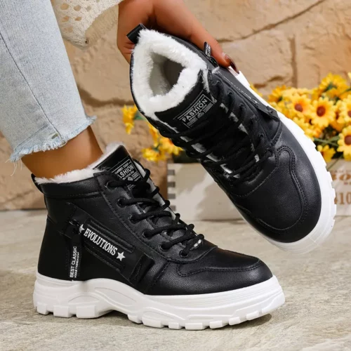 Bottes d'hiver femme montantes avec semelle plateforme antidérapante
