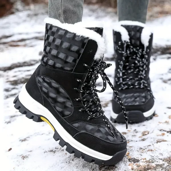 Bottes de neige femme mi-mollet doublées en peluche antidérapantes imperméables
