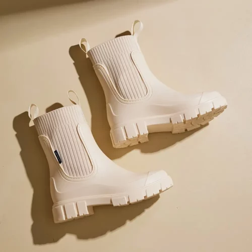 Bottes de pluie femme style Chelsea en caoutchouc – semelle épaisse antidérapante