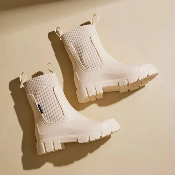 Bottes de pluie femme style Chelsea en caoutchouc – semelle épaisse antidérapante